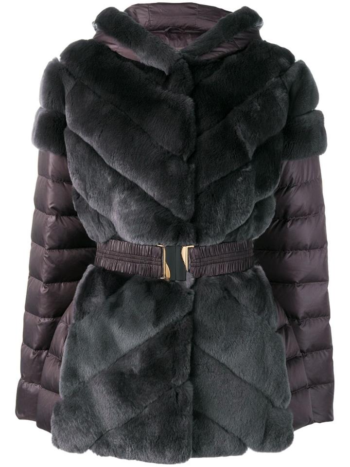 Liska Panelled Puffer Jacket - Grey