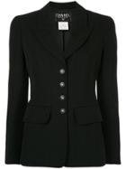 Chanel Vintage Pointed Lapels Fitted Blazer - Black