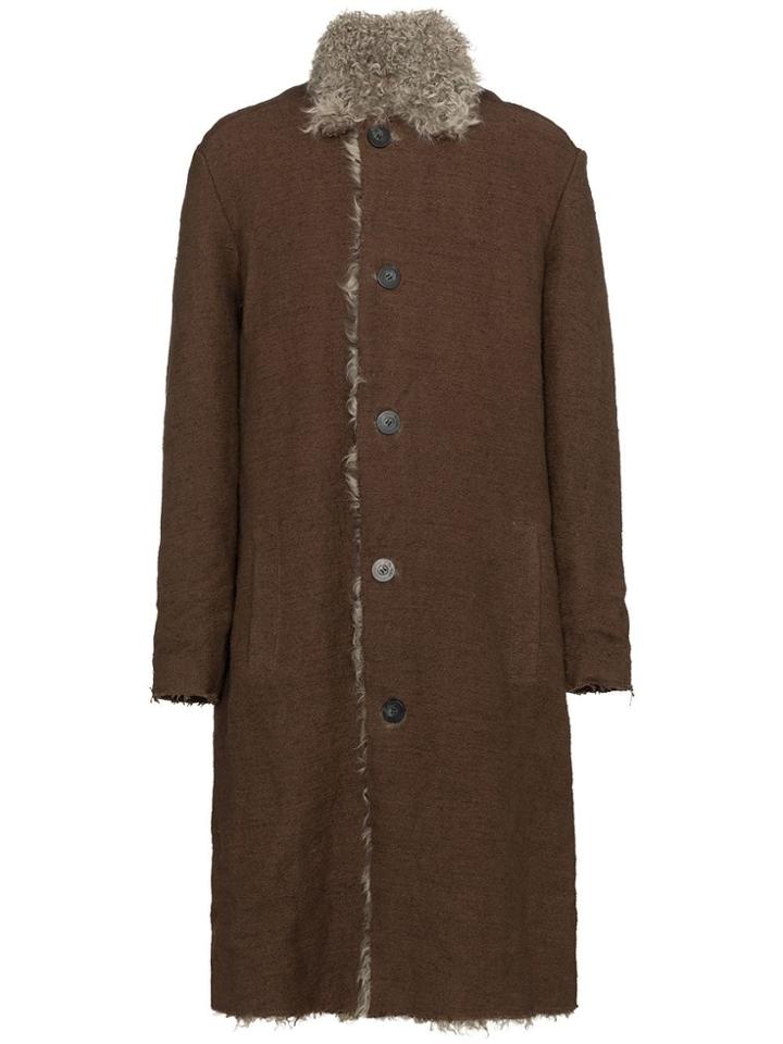 By Walid Single-breasted Shearling Coat - Brown