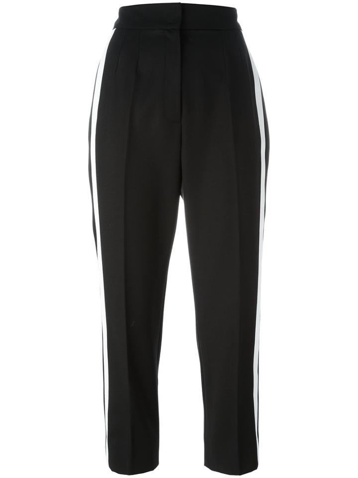 Dolce & Gabbana Contrast Piped Cropped Trousers, Women's, Size: 40, Black, Cotton/polyamide/spandex/elastane/virgin Wool