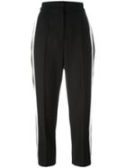 Dolce & Gabbana Contrast Piped Cropped Trousers, Women's, Size: 40, Black, Cotton/polyamide/spandex/elastane/virgin Wool