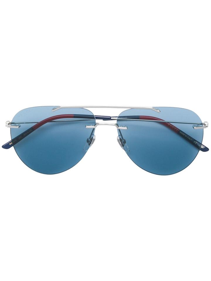 Gucci Eyewear Aviator Frame Sunglasses - Blue