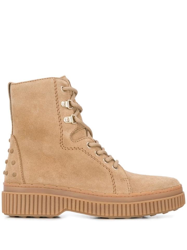 Tod's Ribbed Sole Lace-up Boots - Neutrals