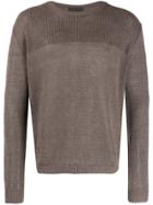 Iris Von Arnim Knit Crew Neck Jumper - Brown