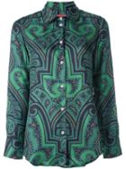 For Restless Sleepers Abstract Print Shirt, Women's, Size: Small, Green, Silk