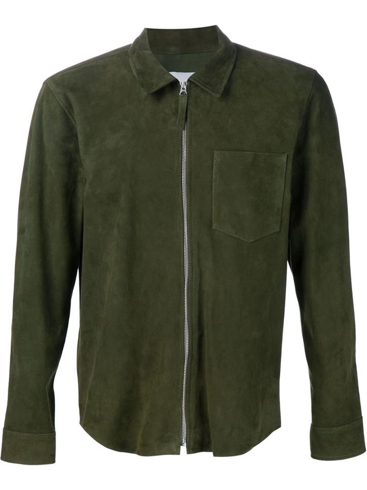 Our Legacy Zipped Shirt Jacket, Men's, Size: L, Green, Leather