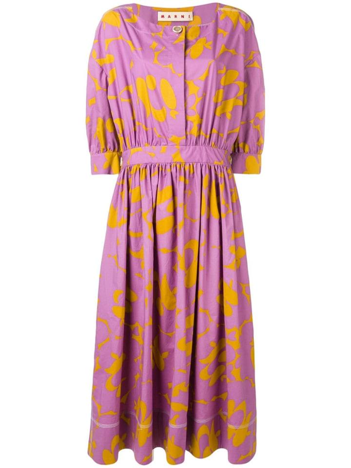 Marni Floral Print Midi Dress - Pink