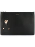 Dolce & Gabbana Sicilian Man Zipped Clutch, Men's, Black, Calf Leather