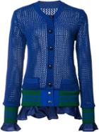 Sacai Open Knit Cardigan, Women's, Size: 1, Blue, Cotton/polyester
