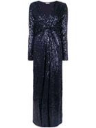 P.a.r.o.s.h. Twisted Front Sequin Gown - Blue