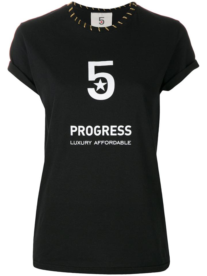 5 Progress Slogan T-shirt - Black