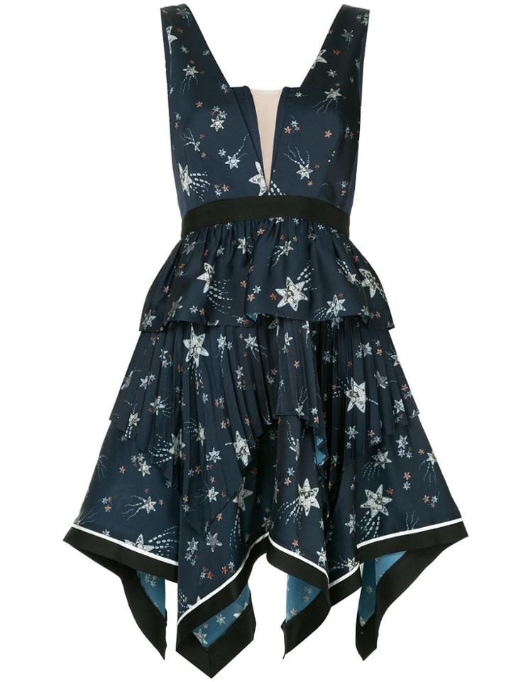 Self-portrait Star Print Party Dress - Blue