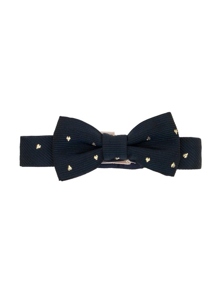 La Stupenderia Metallic Heart Print Bow Tie - Blue