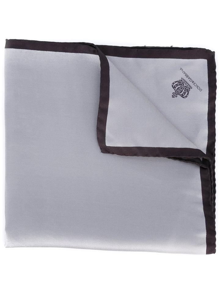 Dolce & Gabbana - Crown Print Pocket Square - Men - Silk - One Size, Grey, Silk