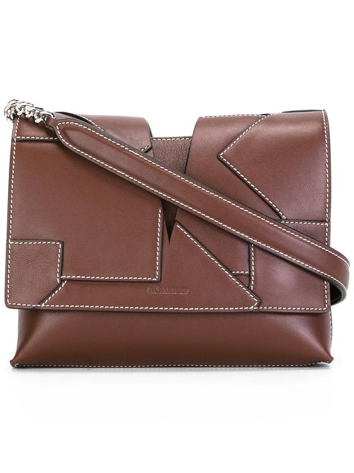 Jil Sander Stitched Panel Cross-body Bag, Women's, Brown, Calf Leather