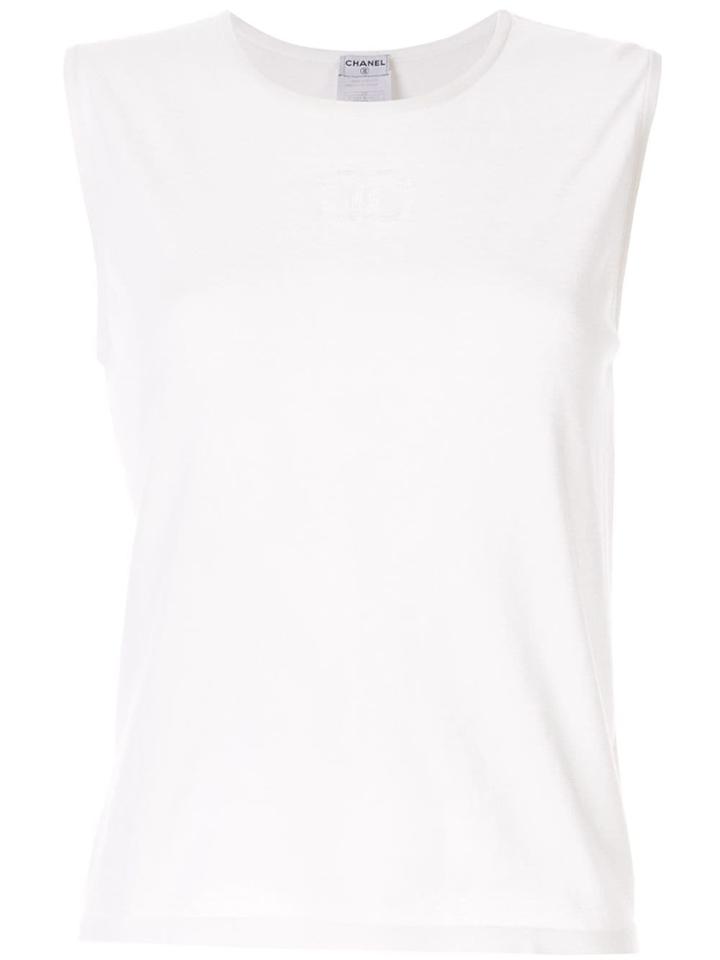 Chanel Pre-owned Knitted Cc Logo Tank Top - White