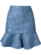 Martha Medeiros Ruffled Hem 'marescot' Lace Skirt - Blue
