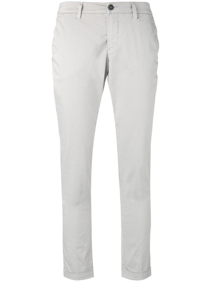 Fay Folded Hem Cropped Trousers - Grey
