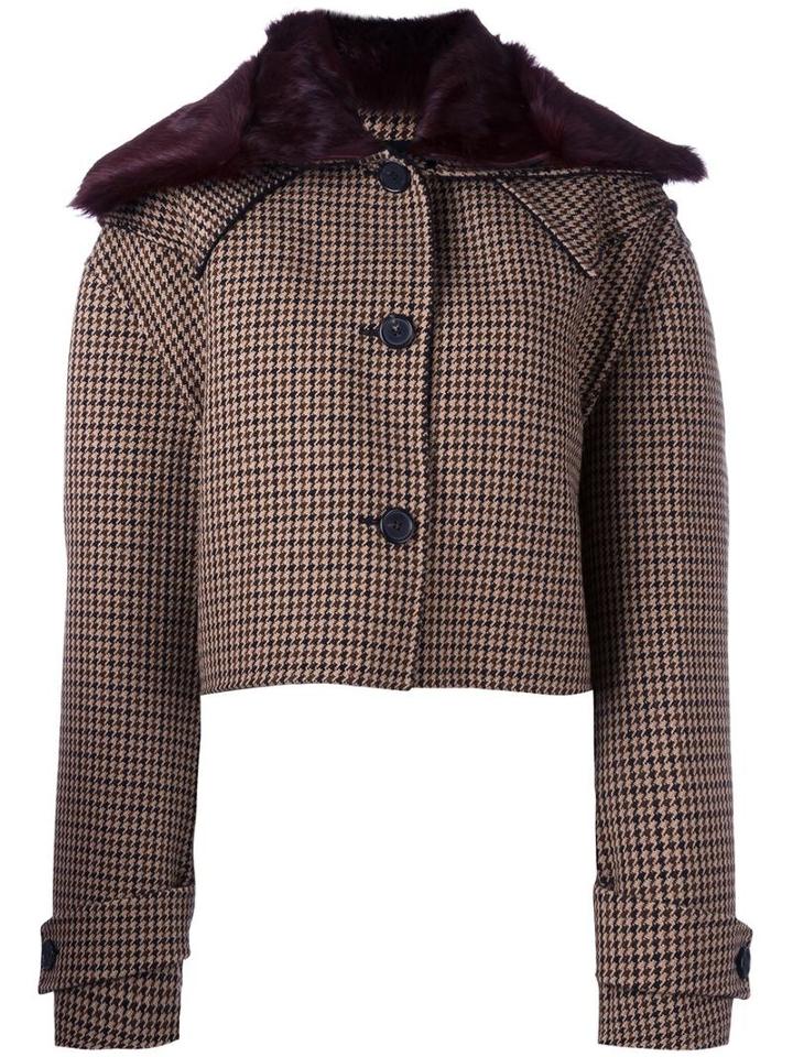 Yang Li Cropped Jacket, Women's, Size: 42, Brown, Virgin Wool/polyamide/viscose/rabbit Fur