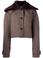 Yang Li Cropped Jacket, Women's, Size: 42, Brown, Virgin Wool/polyamide/viscose/rabbit Fur