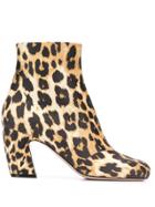 Miu Miu Leopard Print Ankle Boots - Neutrals
