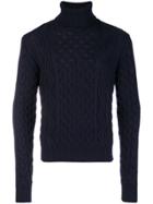 Saint Laurent Roll-neck Cable Knit Sweater - Blue