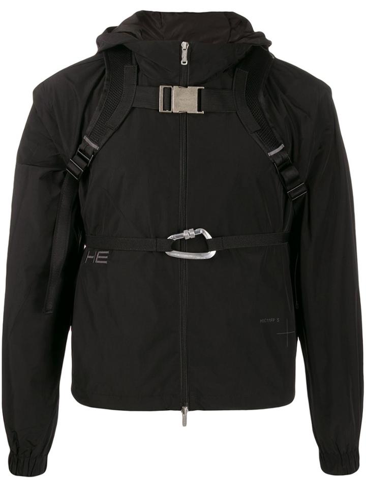 Heliot Emil Bucked Straps Hooded Jacket - Black