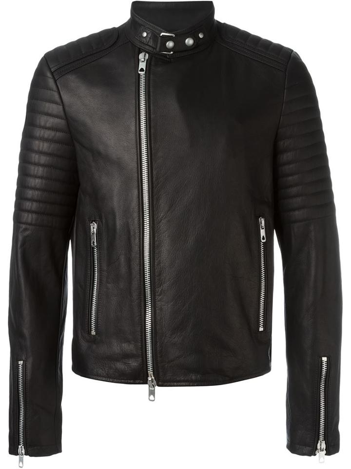 Diesel Black Gold Rear Print Biker Jacket