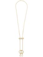 Mm6 Maison Margiela Double Keychain Charm Necklace, Women's, Metallic