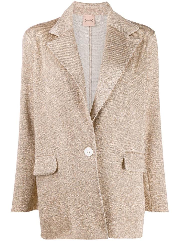 Nude Metallic Knit Blazer - Neutrals