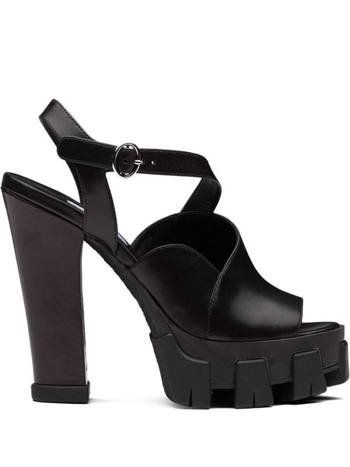 Prada Monolith Chunky Sandals - Black