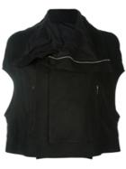Rick Owens Short Sleeve Biker Jacket, Women's, Size: 40, Black, Leather/cotton/silk/viscose