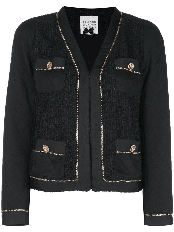 Edward Achour Paris Chain Trimmed Jacket - Black