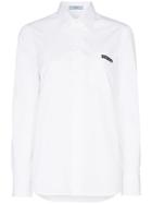 Prada Cut-out Detail Long-sleeved Cotton Shirt - White