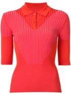 Maison Margiela - Ribbed Polo Top - Women - Polyester/spandex/elastane/viscose - 44, Women's, Red, Polyester/spandex/elastane/viscose