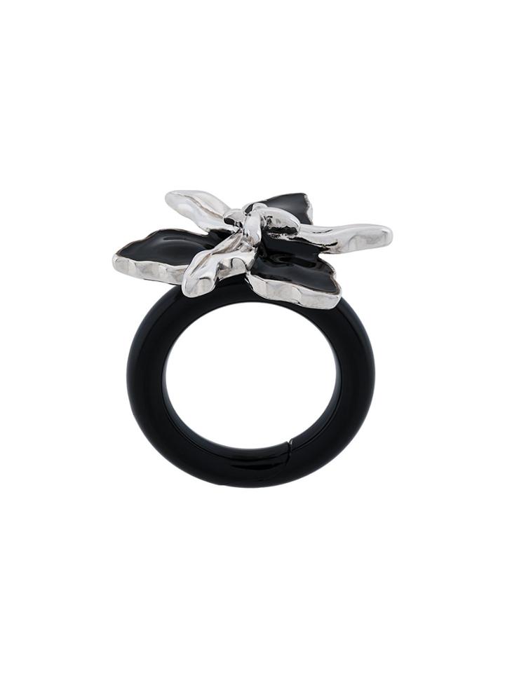 Marni Floral Enamelled Ring - Black