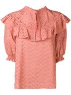 See By Chloé Crocheted Frilled Blouse - Pink & Purple