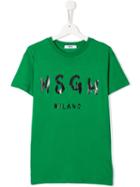 Msgm Kids Teen Freehand Branded T-shirt - Green