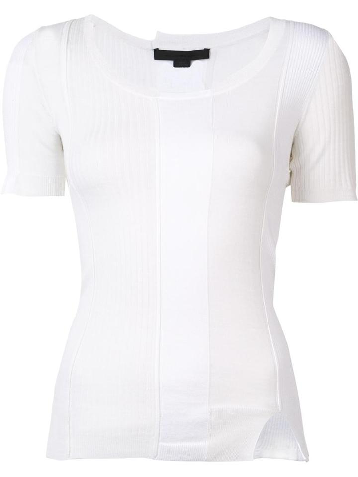 Alexander Wang Ribbed Panel Top, Women's, Size: Medium, White, Cotton/nylon/spandex/elastane/merino