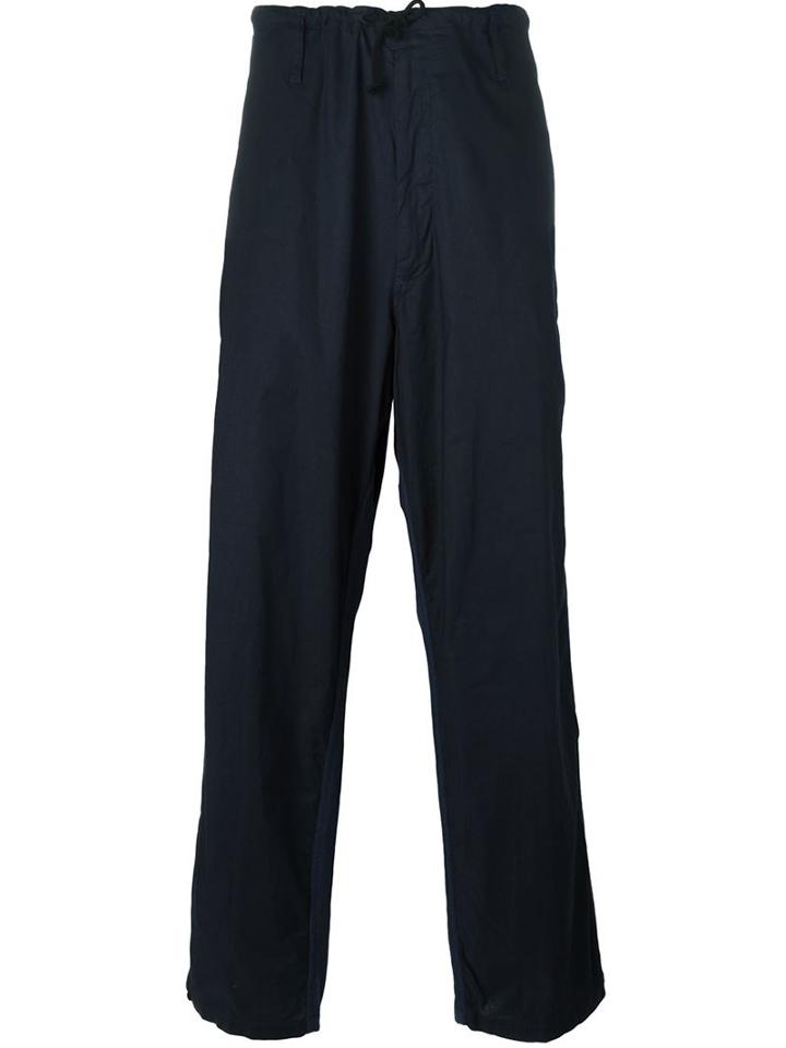 Yohji Yamamoto Loose Fit Trousers, Men's, Size: 1, Blue, Cotton