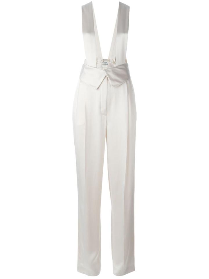 Lanvin Dungaree Effect Trousers, Women's, Size: 36, Nude/neutrals, Viscose