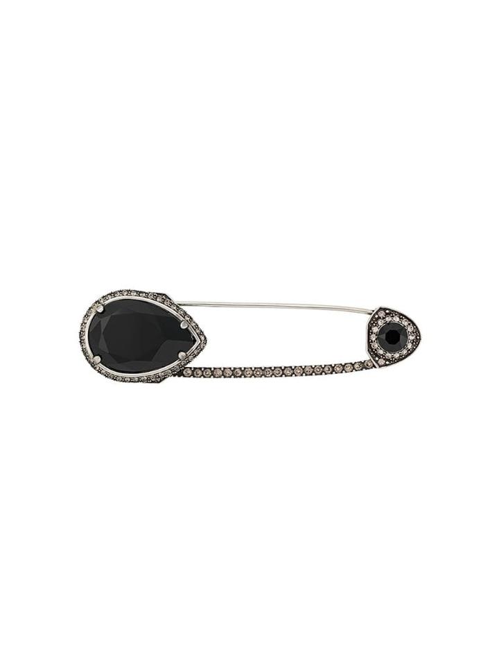 Alexander Mcqueen Bejeweled Paper Clip Brooch - Silver