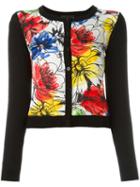 Boutique Moschino Floral Print Cardigan, Women's, Size: 46, Black, Silk/virgin Wool