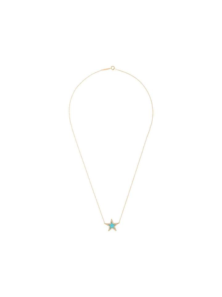 Jennifer Meyer 18kt Yellow Gold Turquoise Inlay Diamond Star Necklace