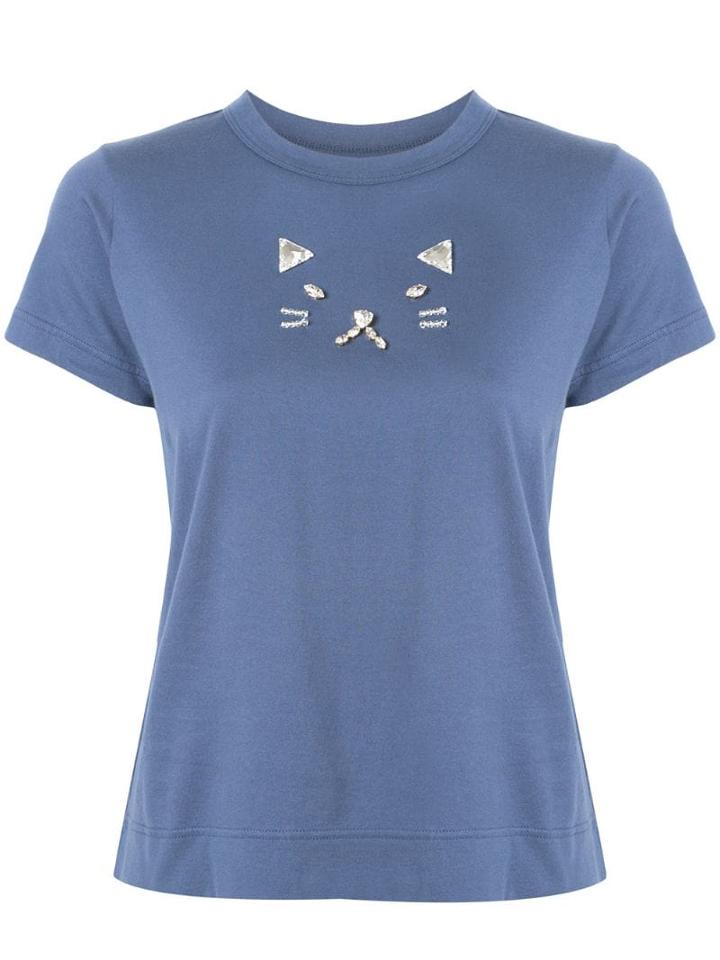 Tu Es Mon Trésor Cat Bijou T-shirt - Blue