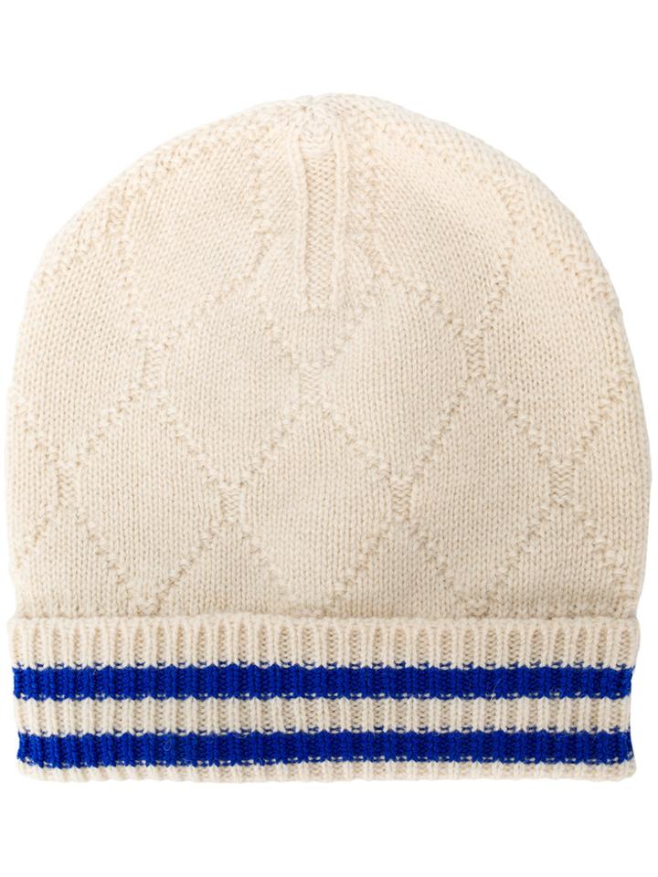 Maison Margiela Stripe Trim Beanie - Nude & Neutrals