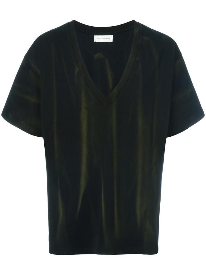Faith Connexion Stripe Print V-neck T-shirt, Men's, Size: Xs, Black, Cotton