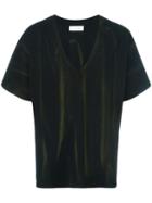 Faith Connexion Stripe Print V-neck T-shirt, Men's, Size: Xs, Black, Cotton