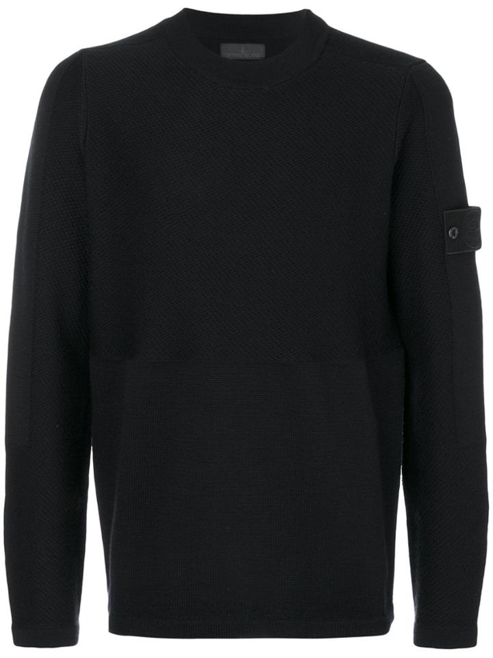 Stone Island Patch Sleeve Jumper - Black