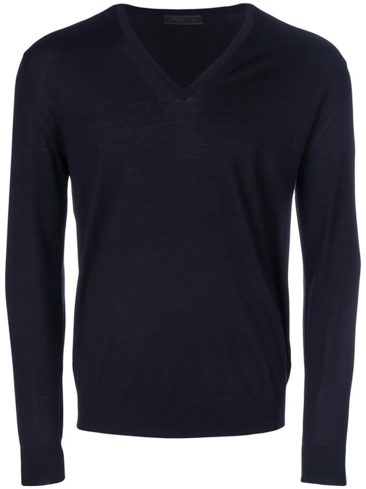 Prada V-neck Sweatshirt - Blue